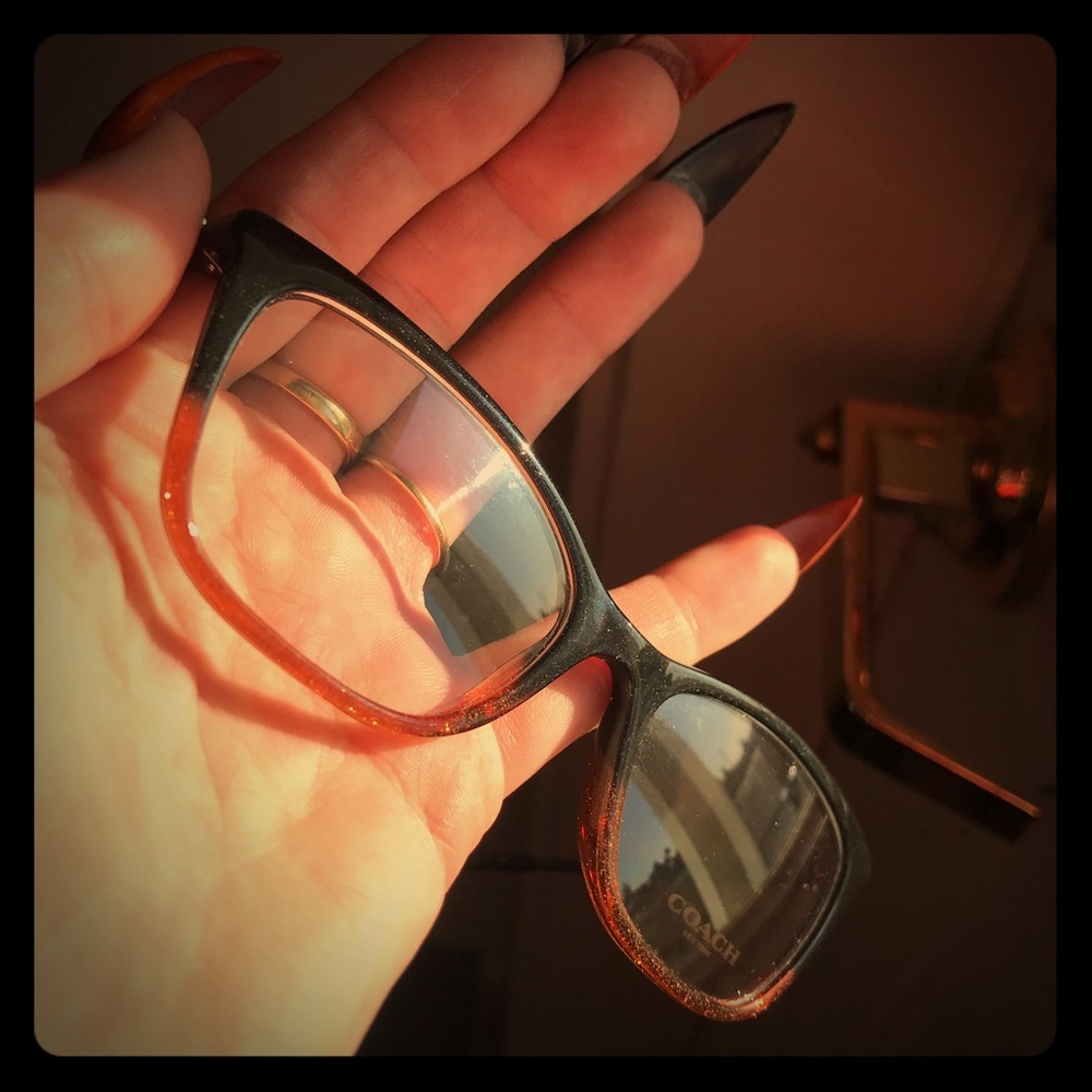 Brand new never worn glitter black & amber glasses